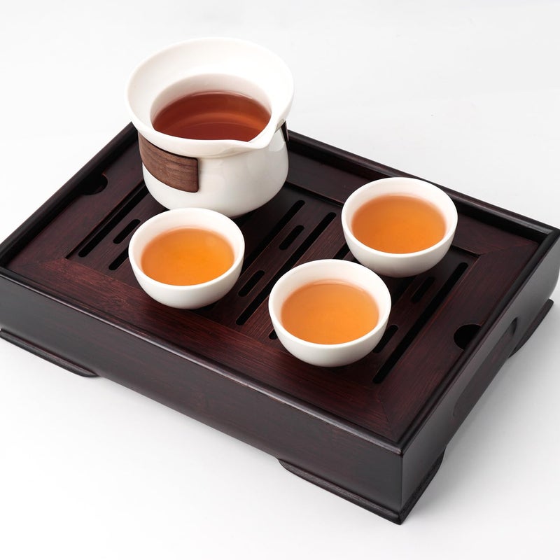 Lyty Mini Bamboo Chinese Tea Tray - 11 x 7 inch Japanese Tea Serving Tray, Small Gongfu Tea Table Set with Reservoir Type Water Storage Box (M) - Image 2